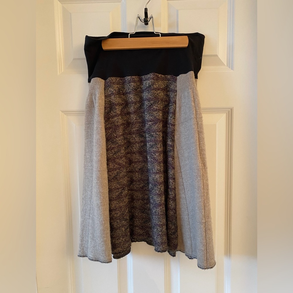 Multi patterned knit skirt with jersey waist band.